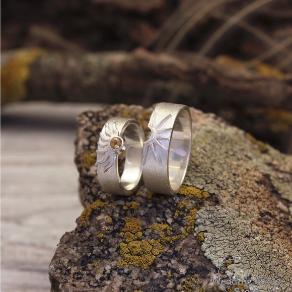 Matte Silver Sun Rings - Picture 4 of 5